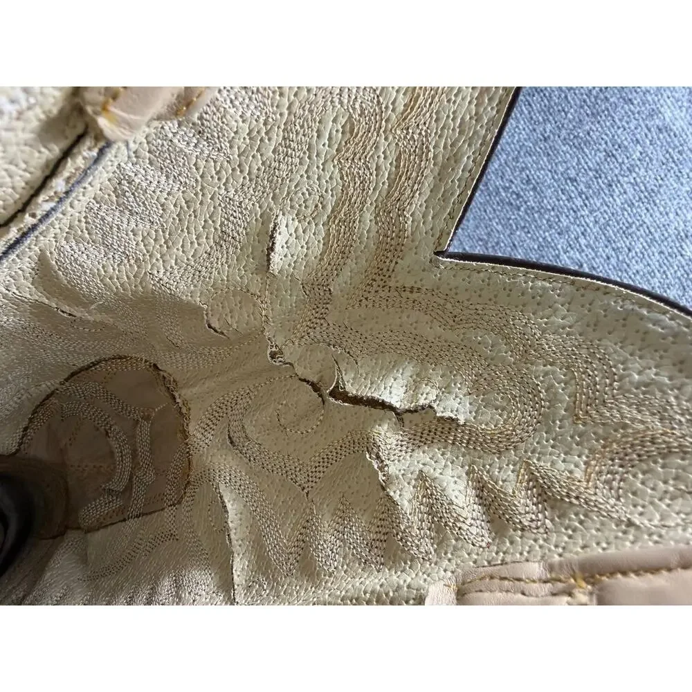 Men Western Cowboy Boots Croc Embossed Leather US 7 Read Description